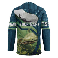 Catfish and Underwater Scene Design Hockey Jersey with Forest Background and Fishing Theme Elements - Wonder Print Shop