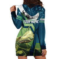 Catfish and Underwater Scene Design Hoodie Dress with Forest Background and Fishing Theme Elements - Wonder Print Shop