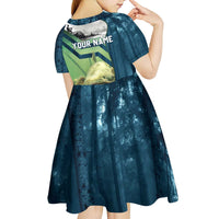 Catfish and Underwater Scene Design Kid Short Sleeve Dress with Forest Background and Fishing Theme Elements - Wonder Print Shop