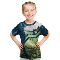 Catfish and Underwater Scene Design Kid T Shirt with Forest Background and Fishing Theme Elements - Wonder Print Shop