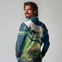 Catfish and Underwater Scene Design Long Sleeve Polo Shirt with Forest Background and Fishing Theme Elements - Wonder Print Shop