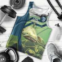 Catfish and Underwater Scene Design Men Tank Top with Forest Background and Fishing Theme Elements - Wonder Print Shop