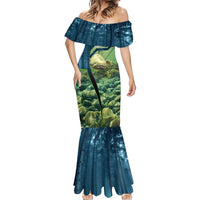 Catfish and Underwater Scene Design Mermaid Dress with Forest Background and Fishing Theme Elements - Wonder Print Shop
