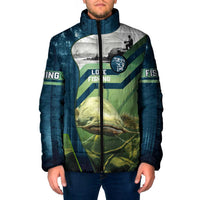 Catfish and Underwater Scene Design Padded Jacket with Forest Background and Fishing Theme Elements - Wonder Print Shop