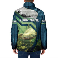 Catfish and Underwater Scene Design Padded Jacket with Forest Background and Fishing Theme Elements - Wonder Print Shop