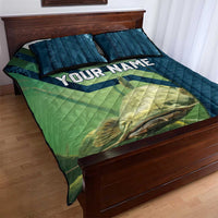 Catfish and Underwater Scene Design Quilt Bed Set with Forest Background and Fishing Theme Elements - Wonder Print Shop