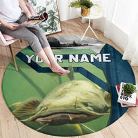 Catfish and Underwater Scene Design Round Carpet with Forest Background and Fishing Theme Elements - Wonder Print Shop