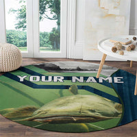 Catfish and Underwater Scene Design Round Carpet with Forest Background and Fishing Theme Elements - Wonder Print Shop