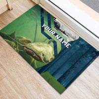 Catfish and Underwater Scene Design Rubber Doormat with Forest Background and Fishing Theme Elements - Wonder Print Shop