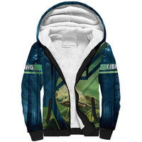 Catfish and Underwater Scene Design Sherpa Hoodie with Forest Background and Fishing Theme Elements - Wonder Print Shop