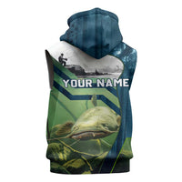 Catfish and Underwater Scene Design Sleeveless Zip Hoodie with Forest Background and Fishing Theme Elements - Wonder Print Shop