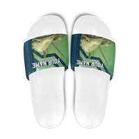 Catfish and Underwater Scene Design Slide Sandals with Forest Background and Fishing Theme Elements - Wonder Print Shop