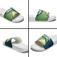 Catfish and Underwater Scene Design Slide Sandals with Forest Background and Fishing Theme Elements - Wonder Print Shop
