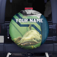 Catfish and Underwater Scene Design Spare Tire Cover with Forest Background and Fishing Theme Elements - Wonder Print Shop