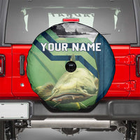 Catfish and Underwater Scene Design Spare Tire Cover with Forest Background and Fishing Theme Elements - Wonder Print Shop