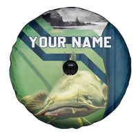 Catfish and Underwater Scene Design Spare Tire Cover with Forest Background and Fishing Theme Elements - Wonder Print Shop