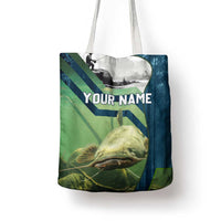Catfish and Underwater Scene Design Tote Bag with Forest Background and Fishing Theme Elements - Wonder Print Shop