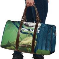 Catfish and Underwater Scene Design Travel Bag with Forest Background and Fishing Theme Elements - Wonder Print Shop