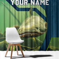 Catfish and Underwater Scene Design Window Curtain with Forest Background and Fishing Theme Elements - Wonder Print Shop