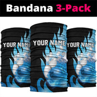 Blue Flame Bowling Ball and Pins Design Neck Gaiter with Smoke Effects TS04