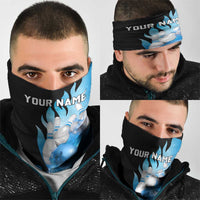 Blue Flame Bowling Ball and Pins Design Neck Gaiter with Smoke Effects TS04