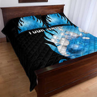 Blue Flame Bowling Ball and Pins Design Quilt Bed Set with Smoke Effects and Custom Team Name Text - Wonder Print Shop