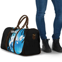 Blue Flame Bowling Ball and Pins Design Travel Bag with Smoke Effects and Custom Team Name Text - Wonder Print Shop