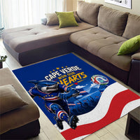 Cape Verde Won Our Hearts Soccer Area Rug Blue Sharks Football Mascot Patriotic National Team
