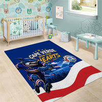 Cape Verde Won Our Hearts Soccer Area Rug Blue Sharks Football Mascot Patriotic National Team