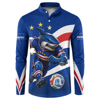 Cape Verde Won Our Hearts Soccer Button Sweatshirt Blue Sharks Football Mascot Patriotic National Team