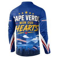 Cape Verde Won Our Hearts Soccer Button Sweatshirt Blue Sharks Football Mascot Patriotic National Team