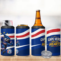 Cape Verde Won Our Hearts Soccer 4 in 1 Can Cooler Tumbler Blue Sharks Football Mascot Patriotic National Team