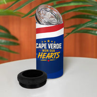 Cape Verde Won Our Hearts Soccer 4 in 1 Can Cooler Tumbler Blue Sharks Football Mascot Patriotic National Team