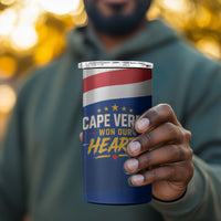 Cape Verde Won Our Hearts Soccer 4 in 1 Can Cooler Tumbler Blue Sharks Football Mascot Patriotic National Team