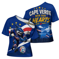 Cape Verde Won Our Hearts Soccer Cross Shoulder Shirt Blue Sharks Football Mascot Patriotic National Team