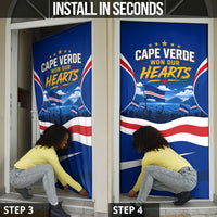 Cape Verde Won Our Hearts Soccer Door Cover Blue Sharks Football Mascot Patriotic National Team
