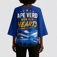 Cape Verde Won Our Hearts Soccer Kimono Sleeve Blouse Blue Sharks Football Mascot Patriotic National Team