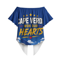 Cape Verde Won Our Hearts Soccer Off Shoulder Wrap Waist Top Blue Sharks Football Mascot Patriotic National Team