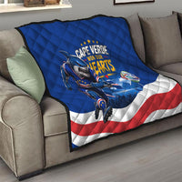 Cape Verde Won Our Hearts Soccer Quilt Blue Sharks Football Mascot Patriotic National Team