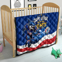 Cape Verde Won Our Hearts Soccer Quilt Blue Sharks Football Mascot Patriotic National Team