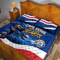 Cape Verde Won Our Hearts Soccer Quilt Bed Set Blue Sharks Football Mascot Patriotic National Team
