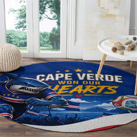 Cape Verde Won Our Hearts Soccer Round Carpet Blue Sharks Football Mascot Patriotic National Team