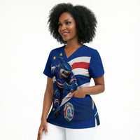 Cape Verde Won Our Hearts Soccer Scrub Top Blue Sharks Football Mascot Patriotic National Team