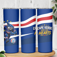 Cape Verde Won Our Hearts Soccer Skinny Tumbler Blue Sharks Football Mascot Patriotic National Team