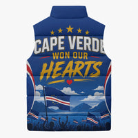 Cape Verde Won Our Hearts Soccer Sleeveless Puffer Jacket Blue Sharks Football Mascot Patriotic National Team