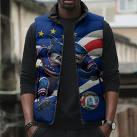 Cape Verde Won Our Hearts Soccer Sleeveless Puffer Jacket Blue Sharks Football Mascot Patriotic National Team