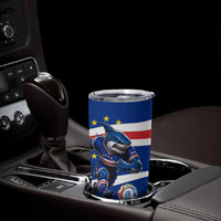 Cape Verde Won Our Hearts Soccer Tumbler Cup Blue Sharks Football Mascot Patriotic National Team
