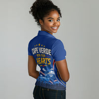 Cape Verde Won Our Hearts Soccer Women Polo Shirt Blue Sharks Football Mascot Patriotic National Team