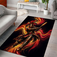 Trinbago Knight Riders Cricket Area Rug Trinidad and Tobago Fiery Knight Warrior Bat Flame