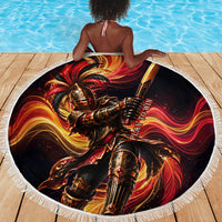 Trinbago Knight Riders Cricket Beach Blanket Trinidad and Tobago Fiery Knight Warrior Bat Flame